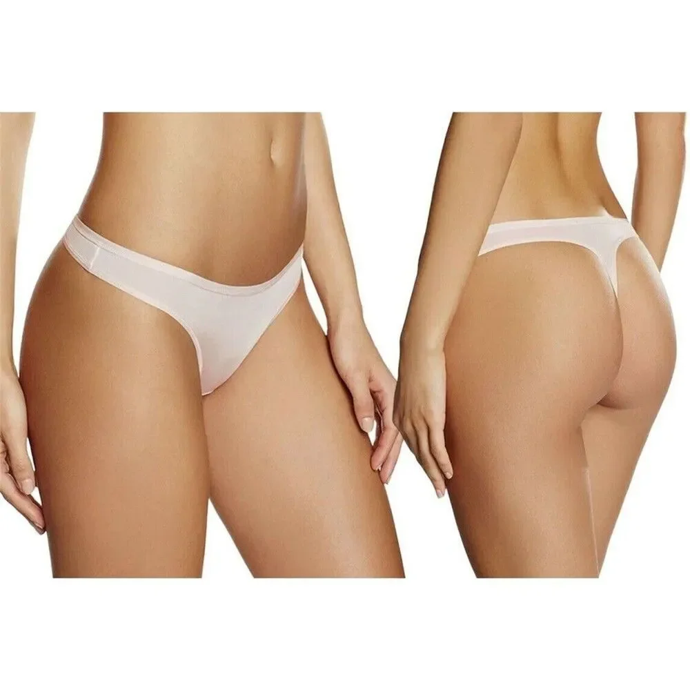 Iris & Lilly Women Body Smooth Microfiber Thong Panties Size M Pack of 5